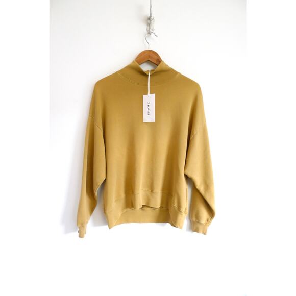 FRAME Organic Pima Cotton Funnel Neck Sweatshirt Top Camel Shopbop NWT XS $178 - Picture 3 of 12